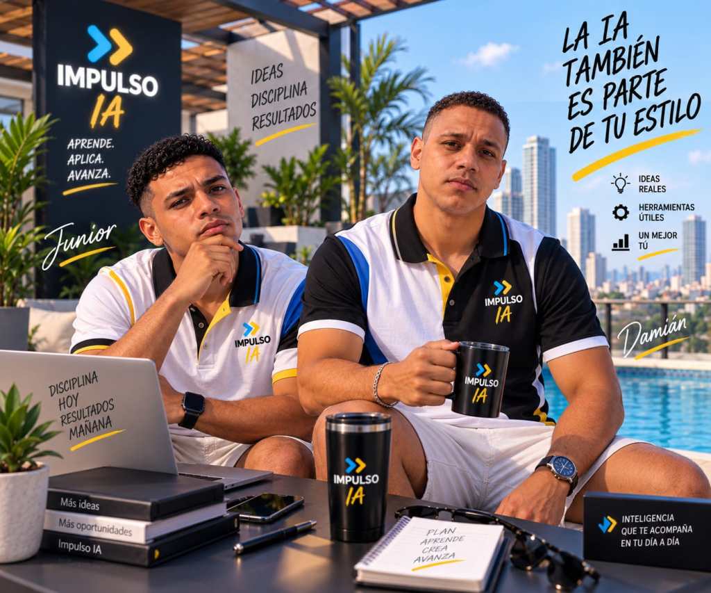 Junior y Damián trabajando juntos en Impulso IA
